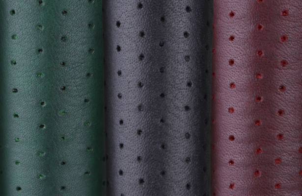 Kangaroo leather golf grip in Black, Dark Green and Dark Red